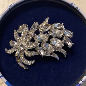Elegant Silver Crystal Vintage Brooch